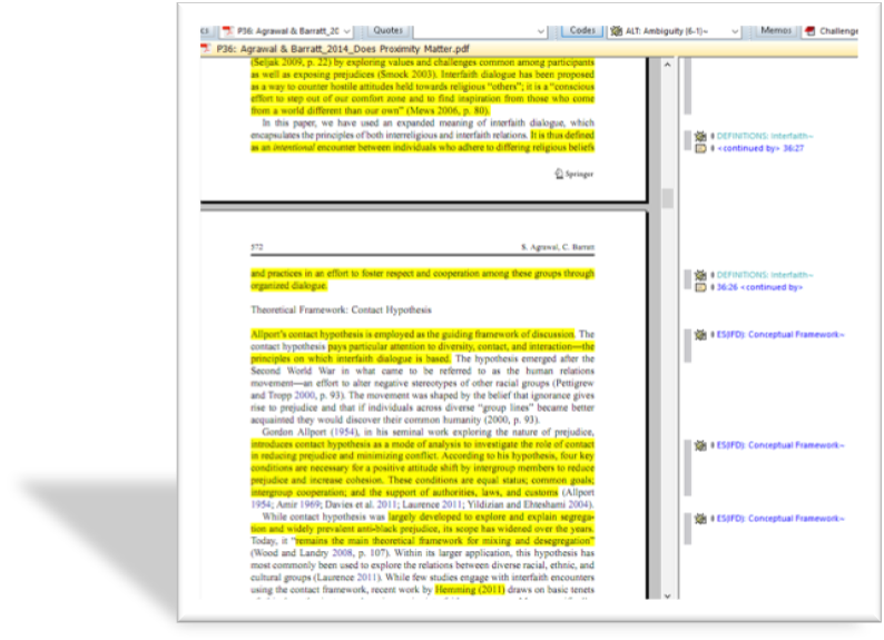 Figure 2: Coding based on highlighted portions of text