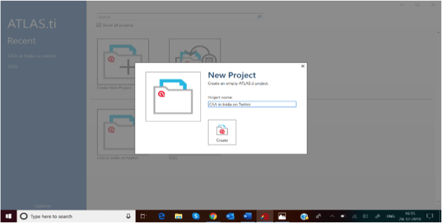 Figure 2: Now create a new project in ATLAS.ti. Follow the steps given below to create a new project